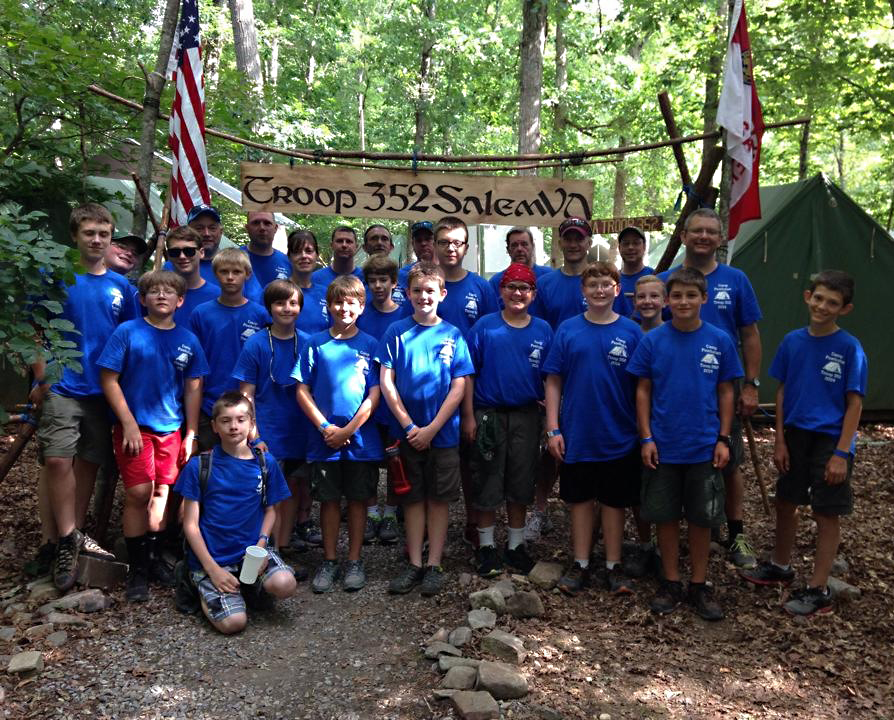 Boy Scout Troop in matching custom shirts