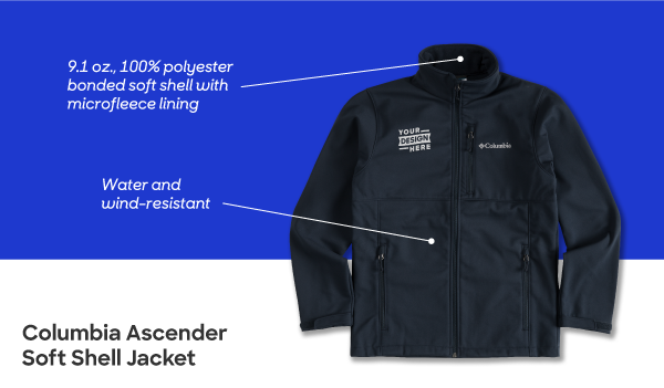 A full zip custom jacket from Columbia with Your Design Here printed on the chest