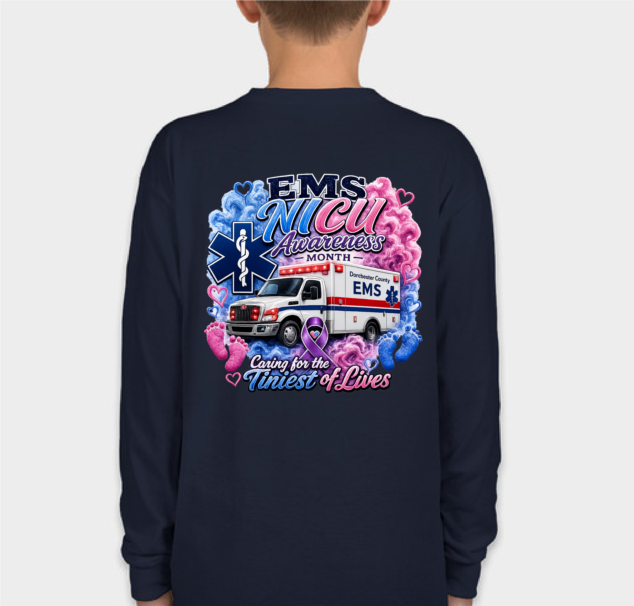NICU Awareness Month EMS Shirts Fundraiser - unisex shirt design - back
