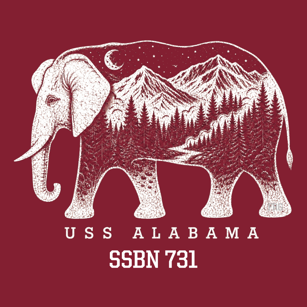USS Alabama Gold FRG Elephant Sweatshirt shirt design - zoomed