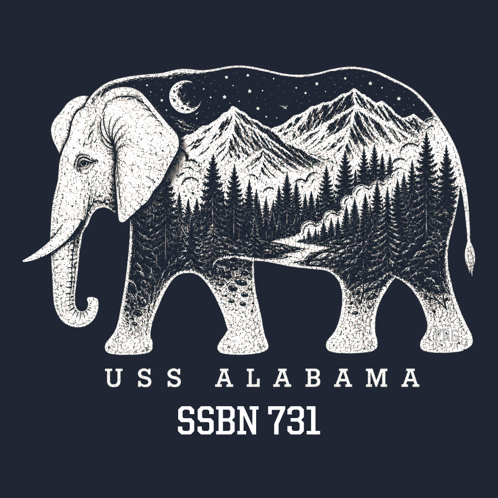 USS Alabama Gold FRG Elephant Sweatshirt shirt design - zoomed