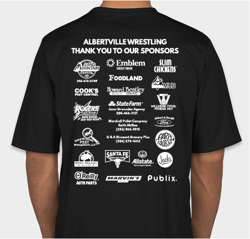 2026 Albertville Wrestling Sponsor T-Shirts Fundraiser - unisex shirt design - back