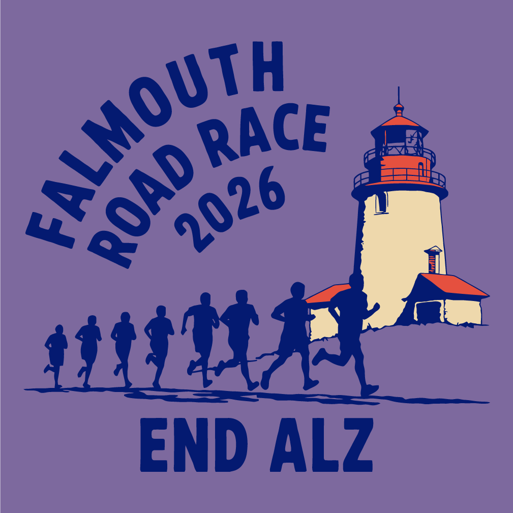 Running the Falmouth Road Race for END ALZ - Alzheimer's Association shirt design - zoomed