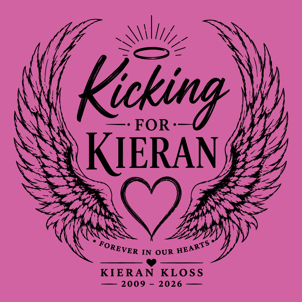 Kicking for Kieran shirt design - zoomed