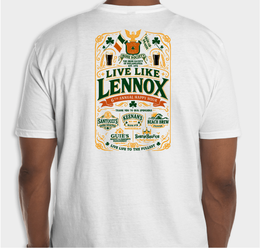 Live Like "Jimmy Lennox" 6th Annual Happy Hour 2026! Fundraiser - unisex shirt design - back