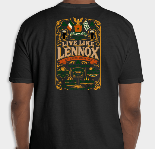 Live Like "Jimmy Lennox" 6th Annual Happy Hour 2026! Fundraiser - unisex shirt design - back
